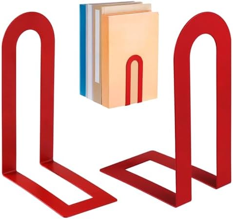 Chunful 10 Pcs Red Metal BookEnds Shelves, 7.5 x 5.75 x 3.5 in by Chunful