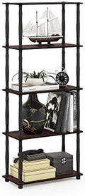 Furinno TURN-S-TUBE Storage Shelves, 5-Tier Book Shelf, Corner Shelf, Toolless Open Shelves, Classic Tubes, for Organization and Storage, Living Room, Garage, Home Office, Dark Cherry by Furinno-FitsYourSpaceFitsYourBudget