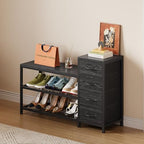 EXOTICA Industrial Shoe Storage Bench with 4 Drawers & Seat, Black - Image 5