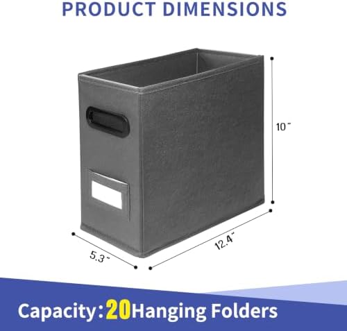 4 Pack Collapsible File Storage Box for Letter Size Documents, Portable File Organizer Box with Plastic Rails and Reinforced Cardboard, Desktop and Home Office Organization, Gray - Image 2