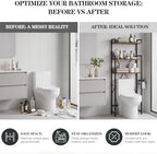 Over The Toilet Storage Cabinet, Freestanding Bathroom Shelf with Hooks - Image 6