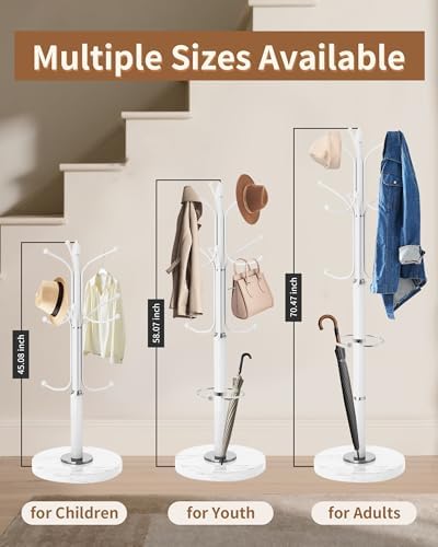 EZIVIEZ Coat Rack with 12 Hooks Coat Rack Freestanding with Umbrella Holder - Image 3