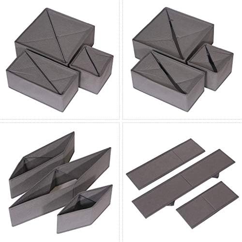 DIOMMELL 12 Pack Foldable Cloth Storage Box Closet Dresser Drawer Organizer Fabric Baskets Bins Containers Divider for Baby Clothes Underwear Bras Socks Lingerie Clothing,M Grey 444 - Image 3