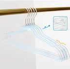 Blue and Gold Hangers for Clothes 40 Pcs, 16" Wide Clear Hangers for Men's Shirt, Women's Gown Dress, Youth Suit, Hoodie, Plastic Hanger with Swivel Hook, Thin Clothing Rack for Dorm Room Essentials - Image 6