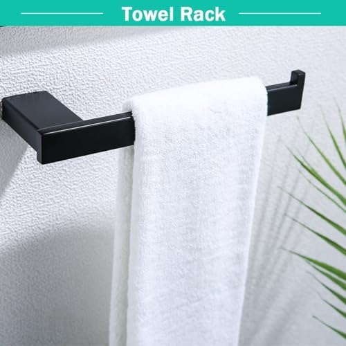 5-Pieces Matte Black Bathroom Accessories Set, Stainless Steel Bathroom Hardware Set, 23.6 Inch Bath Towel Bar Set, Towel Hooks,Towel Racks for Bathroom Wall Mounted,SE96009S-5MB - Image 4