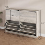 Grey Hidden Shoe Storage Cabinet for Entryway with 4 Flip Drawers - Image 2
