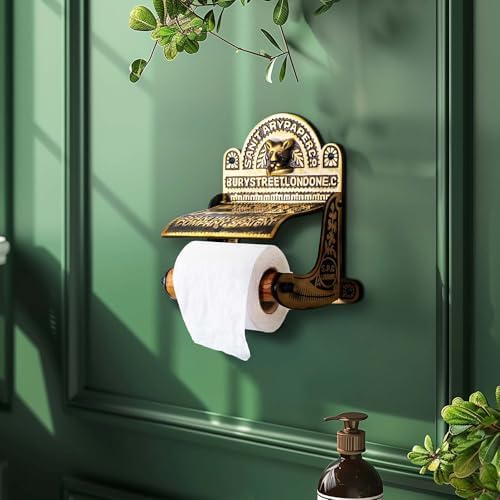 Renovators Supply Manufacturing Antique Brass Wall Mount Toilet Tissue Paper Holder 6.9" Wide Victorian Style Rust Resistant Solid Brass Bathroom Toilet Sanitary Paper Roll Holder Storage with Lid - Image 6
