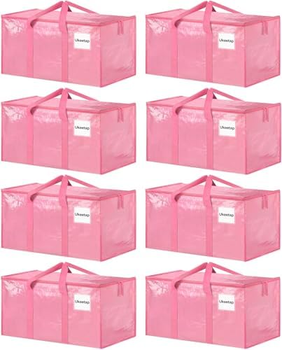ukeetap 8 Pack Extra Large Clothes Storage Bins with Lids, Pink by ukeetap