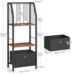 CHOEZON 3-Tier Towel Rack Freestanding, Towel Rack with a Fabric Drawer, 2 M-Shaped Metal Dividers and 4 Hooks, Bathroom Towel Storage Shelf, Towel Storage for Bathroom, Rustic Brown and Black TCJ29BF - Image 3