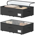 EE-RoomWorld Underbed Storage Bins with Wheels, No Assembly Required - 7.5 inch height Black Large Capacity Rolling Underbed Containers for Shoes, Dorm under bed storage drawers by EASIERLIFEENJOYWORLDBEAUTY