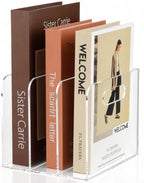 Clear Acrylic Magazine File Holder, 3 Vertical Compartments Acrylic File Organizer, Desk Document Book Holder Rack, Folder Rack Binder for Office/Documents/Classroom, Holds Magazines, Notebooks, Book by Unknown
