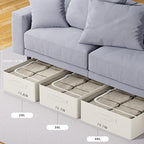 CYhom 3Pcs Under Bed Storage Bins with Metal Frame - Shoe Organizer for Closet with Clear Cover Oxford Fabric Sturdy Underbed Container Foldable Stackable Clothes Organizer (Beige, 23.5x19.7x6.3) - Image 5