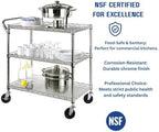 Heavy Duty 3 Tier Rolling Utility Kitchen Cart on Wheels,Large 45"L x 17 1/2"D x 45"H Metal Serving Cart Commercial Grade with Wire Shelving and Handle Bar for Office School Church Kitchen Hardware - Image 6