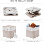 13 x 13 Inch Cube Storage Bins,Storage Cubes for Shelves，Foldable Organizer Boxes with Handles, Decorative Storage Basket for Organizing Clothes, Toys, Books(White&Beige) - Image 5