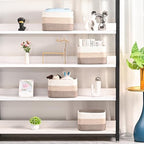 ICERZCZ Shelf Baskets for Organizing, Storage Baskets for Shelves, Woven Baskets for Storage, Cotton Rope Baskets with Handles for Toy, Book, Clothes, 12.5"Lx9.1W"x7.9H", (4 Packs) Gradient Brown - Image 2