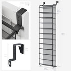 Whitmor 36 Pair Over the Door Shoe Rack,12 Tier Hanging Shoe Organizer with Metal Frame & Mesh Shelves, Heavy Duty Shoe Storage Holder for Door, 74" H x 21.7" W x 7.5" D, Gunmetal Gray - Image 2