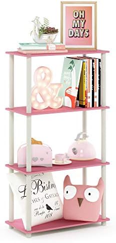 Furinno Turn-N-Tube Toolless 4-Tier Storage Shelves, Pink by Furinno-FitsYourSpaceFitsYourBudget