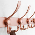Dseap Coat Rack Wall Mount - 38” Long 10-Tri-Hooks Heavy Duty Coat Hanger Rail Wall Hooks for Hanging Coats Hats Clothing Clothes Purse Mudroom Entryway, Rose Gold, Pack of 2 - Image 2