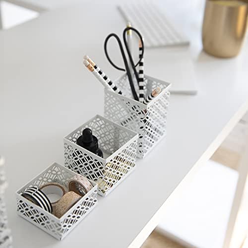 BLU MONACO | White Desk Organizer Set | 6 Piece Metal Desk Organizer with Pen Cup, Accessory Trays, and Letter Trays | Desk Organizers and Accessories for Office - Image 5
