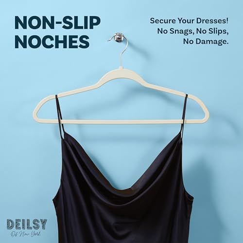 DEILSY™ Non-Velvet Thin Hangers Space Saving Ivory Hangers 50 Pack - Image 3