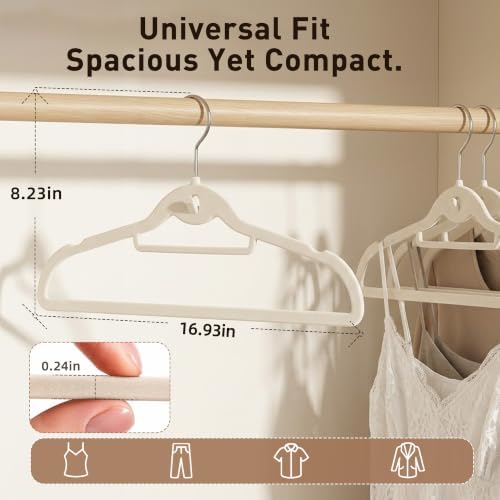 Velvet Hangers 30 Pack, Ivory Non Slip Hangers with 360° Swivel Hook - Image 2