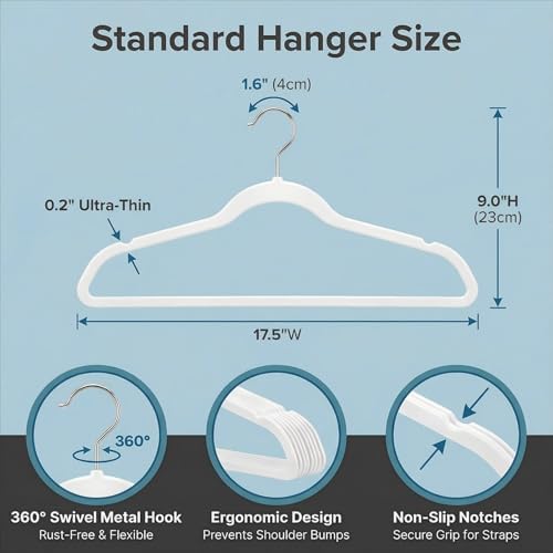HOUSE DAY Ivory Plastic Hangers 100 Pack, Ultra-Thin Heavy Duty Non-Velvet - Image 3