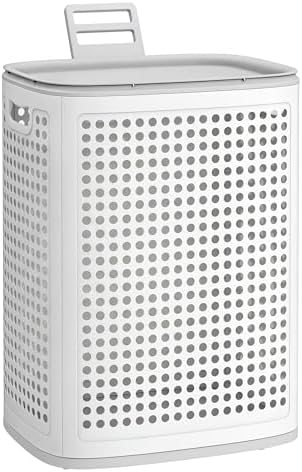 SONGMICS Laundry Hamper with Lid, 75 L Ventilated Basket, Cutout Handles by SONGMICS