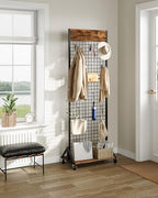 CHOEZON Grid Wall Panel, 2’ x 5.7’ Ft Floor Standing Gridwall Display Rack, Retail Display Stand, with 4 S-Shaped Hooks and 4 Garment Hooks for Entryway Kitchen Outdoor, Rustic Brown and Black TCJ27BF - Image 3