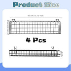 4 Pcs Metal Grid Wall Baskets with Hooks 15.75 x 3.94 x 1.97 Inch Hanging Wire Basket Organizer Wall Mounted Storage Shelves for Kitchen Bathroom Office Home Organizing Display, Black - Image 2