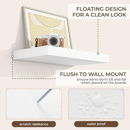 RICHFOCUS Bathroom Floating Shelves for Wall 2Pack|White|16" L - Image 6