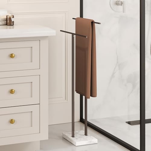 KES Bronze Standing Towel Rack with Weighted Marble Base, Towel Rack Stand - Image 6