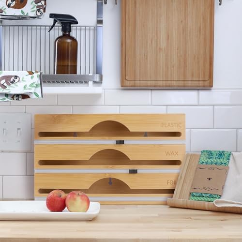 Bamboo 3-in-1 Wrap Dispenser with Cutter - 12" Rolls - 1 Unit - Image 2