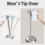 Toilet Paper Holder Stand, Toilet Paper Holder Free Standing,Post Pivoting Design & Stable Weighted Base SUS304 Stainless Steel for Bathroom (Chrome) - Image 5