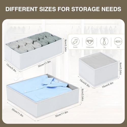 DIMJ Drawer Organizer Clothes 15 Pack - Foldable Baby Organizers and Storage & Dresser Organizer for Bedroom, Closet - Nursery Organization Dresser Dividers for underwear, Sock,Bra, Belt, Tie, White - Image 3