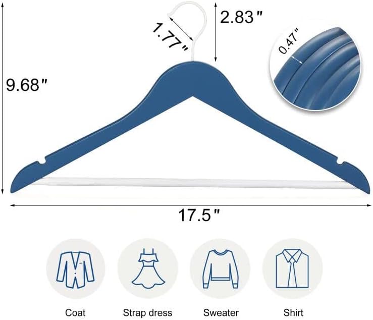 TOPIA HANGER Premium Wooden Hangers 16 Pack Blue/White Coat Hangers - Image 2