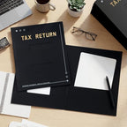 Mooliwe 100 Pcs Black Tax Return Folders Bulk 9 x 11.25 Inches Income Tax Organizer with Side Staples Double Windows Paper File Pocket Document Folders for Accountants Business Office Supply - Image 4