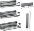 5 Pack Multifunctional Magnetic Shelves for Refrigerator Spice Rack & Washing Machine Organize, Include Paper Towel Holder, Kitchen Utensil Hanger and Hooks, Strong Magnet for Secure Hold (Gray) by Unknown