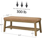 VKNOW Entryway Bench, Storage Shoe Bench with Rubberwood Legs, Orange - Image 2