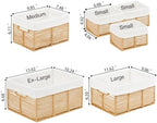 Vagusicc Wicker Storage Basket, 6 Pack Baskets for Organizing, Wicker Baskets with Handle, Rectangular Woven Basket for Storage Shelves, Cube Storage Bins for Closet/Clothes/Dresser, Natural - Image 2