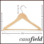 Casafield - 20 Natural Wooden Suit Hangers - Premium Lotus Wood with Notches & Chrome Swivel Hook for Dress Clothes, Coats, Jackets, Pants, Shirts, Skirts - Image 5