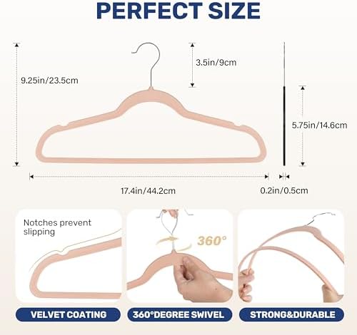 YSSOA 70 Packs Velvet Hangers, Non Slip Space Saving Suit Hangers, Heavy Duty Clothes Hangers with 360° Rotatable Hook for Coats, Pants, Pink - Image 2