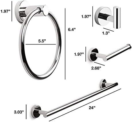 MARMOLUX ACC Bathroom Hardware Set Towel Racks 4 Pieces Hand Towel Ring Holder-Toilet Paper Holder-Towel Hook-Towel Bar Heavy Duty Wall Mount Bathroom Accessories SUS 304 Stainless Steel Mirror Finish - Image 4