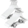 TOPIA HANGER Wooden Suit Hangers with Adjustable Metal Clips (20 Pack), Solid Smooth Wood Clothes Hangers, 360° Swivel Hook, Premium Pants Hangers for Clothes Coat, Jeans, Blouse-White,CT28W20 by TOPIAHANGER