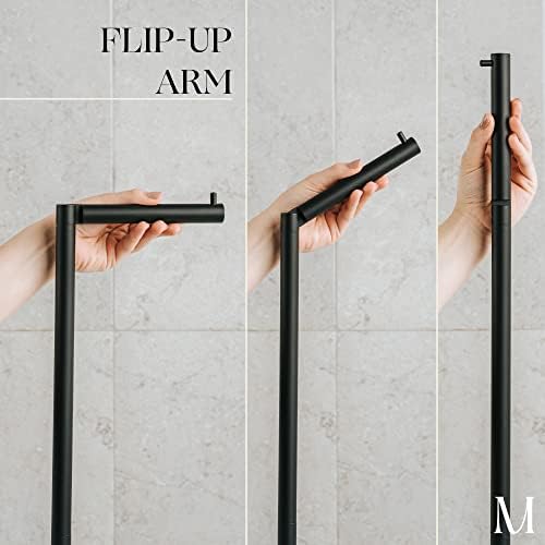 Marmolux Acc - Free Standing Toilet Paper Holder Stand 1pc - Bathroom Storage for 4 Rolls of Toilet Tissue Modern Stainless Steel Matte Black - Toilet Roll Stand - Image 3