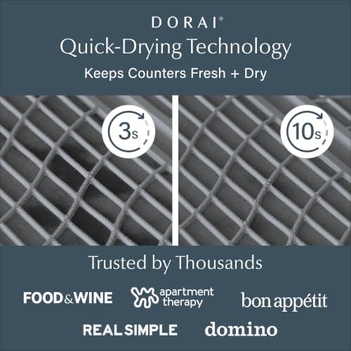 Dorai Home Collapsible Dish Drying Rack with Stone Dish Pad - Kitchen Counter Set with Diatomaceous Earth Stone Dish Mat for Quick Drying - Space-Saving Design - Large 24.6" x 16.5", Slate - Image 2
