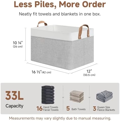StorageWorks Fabric Storage Bin, Closet Bins, Gray and White, Large, 2-Pack - Image 6