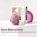 Geode Bookends Agate Decor Book Ends Unique Crystal Bookend Dyed Pink for Home Decorative 1 Pair 2-3 Lbs - Image 6
