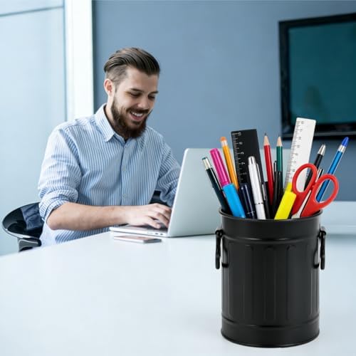 Noamus 9 Pack Metal Pen Holder, Mini Pencil Bucket with Handle, Desktop Pencil Cup Makeup Brush Organizer, Desk Colorful Small Pails, Stationary Supplies Container for Office Classroom School Crafts - Image 4
