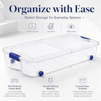 66 Qt Rolling Underbed Storage Bin with Split Lid, Clear Plastic Box, 2pack - Image 2