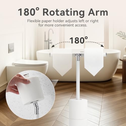 Black 3-Roll Tissue Holder, Weighted Base, Swivel Arm & Tray White - Image 5